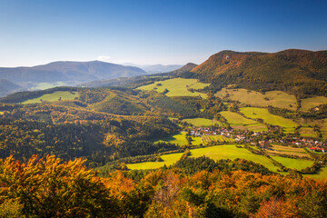 Autumn landscape, The Strazov Mountains in northwestern Slovakia, Europe.