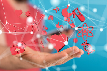 digital medical futuristic interface 3D rendering