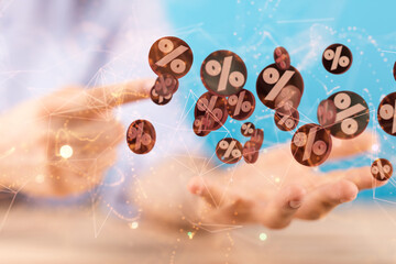 sale digital percent in hand.