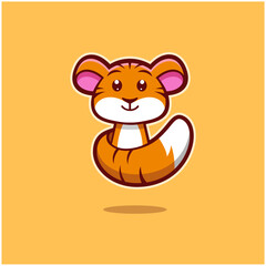 unique cute tiger logo, colorful and cute tiger illustration, vector illustration.