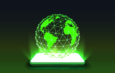 Smartphone mobile screen, technology mobile display light. Vector