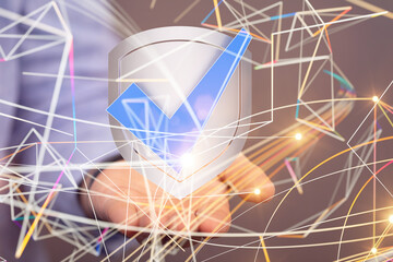 shield protection concept holding in hand digital