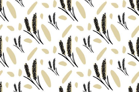 autumn wheat pattern for fabric, clothes and postcards. Vector illustration of a seamless pattern