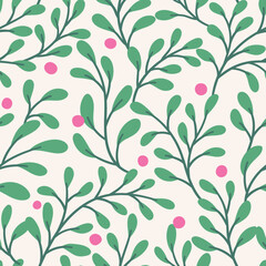 Fototapeta premium Hand drawn floral pattern. Seamless leaves vector background. Elegant colorful template for fashion print, fabric or wallpaper.