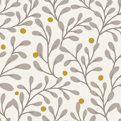 Hand drawn floral pattern. Seamless leaves vector background. Elegant colorful template for fashion print, fabric or wallpaper. © daniela