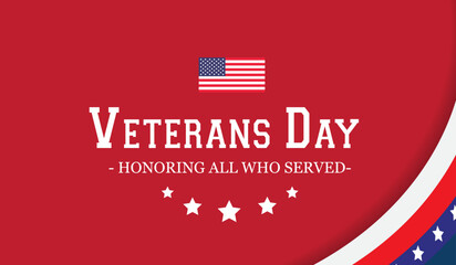 Veterans card. Veterans Day. Honoring all who served. Vector illustration