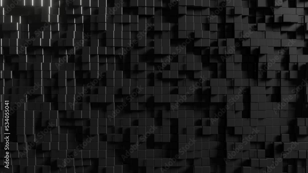 Aufkleber modern abstract animated construction with black cubes. trendy 3d render seamless loop animation. en