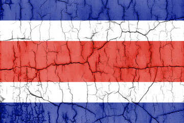 Textured photo of the flag of Costa Rica with cracks.