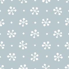 Fototapeta na wymiar Vector seamless pattern with snowflakes. Cute design for Christmas wrappings, textile, wallpaper and backgrounds.