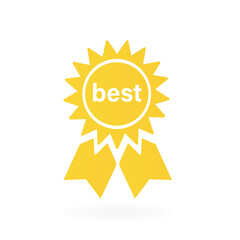 Gold star badge, best. Vector illustration