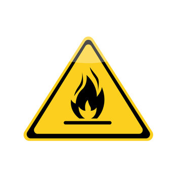 Fire warning sign on a white background. Vector illustration