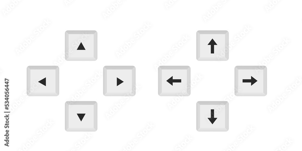 Poster arrow buttons on a computer keyboard. desktop interface. on a white background. vector illustration