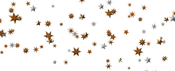 A gray whirlwind of golden snowflakes and stars. New