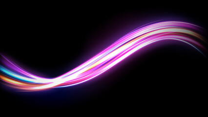 Colorful Light Trails, Long Time Exposure Motion Blur Effect. Vector Illustration