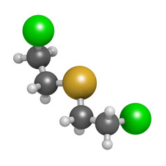 Sulfur mustard or bis(2-chloroethyl) sulfide molecule. Also known as Yperite and used in chemical weapons.