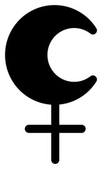 Lilith planet symbol. Astrological calendar sign. Zodiacal black and white horoscope. Outline illustration. Jyotisha. Hinduism, Indian or Vedic astrology