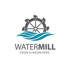 illustration of water mill wheel isolated on white background © Alexkava