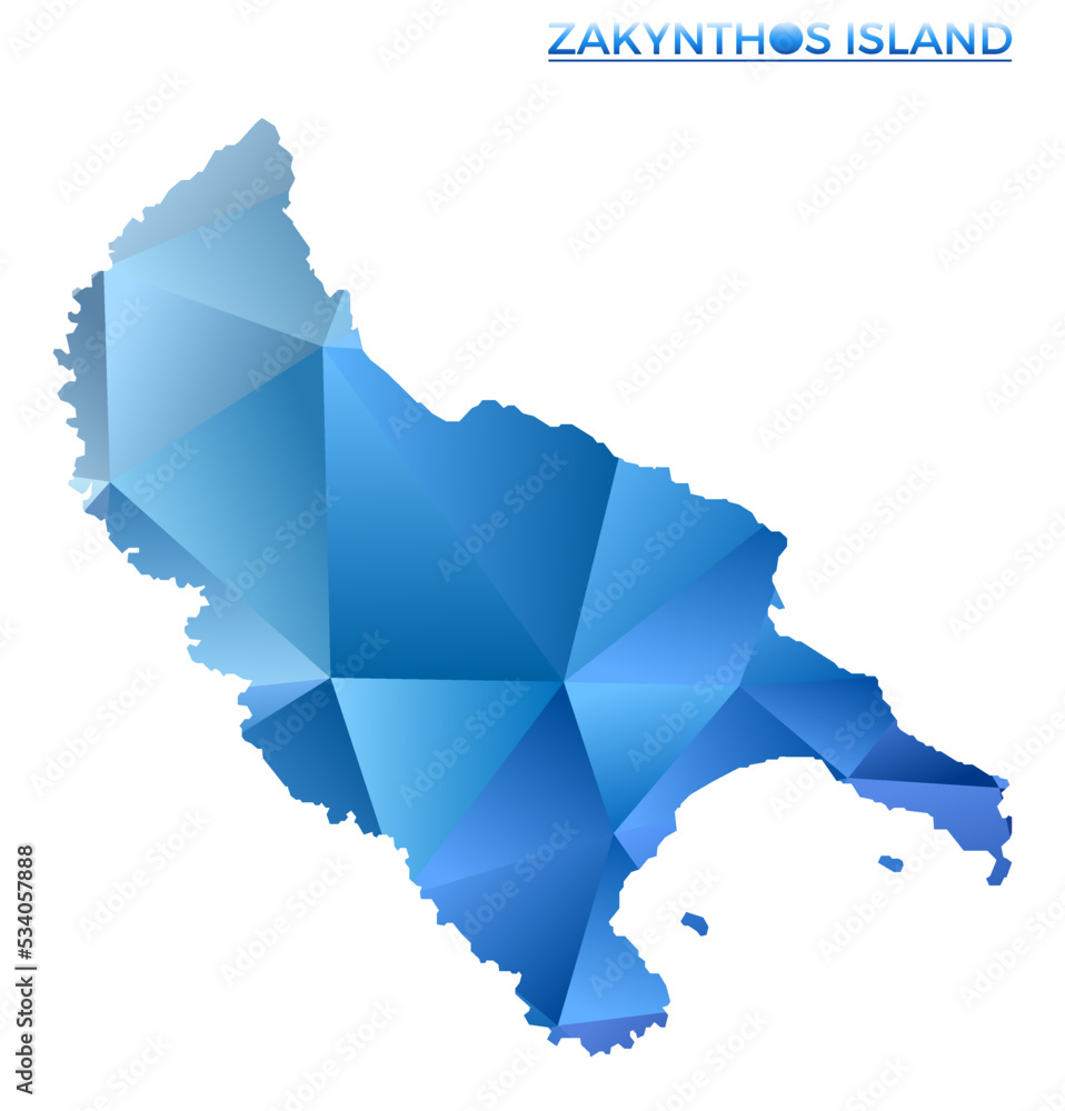 Aufkleber vector polygonal map of zakynthos island. vibrant geometric island in a low poly style. appealing il