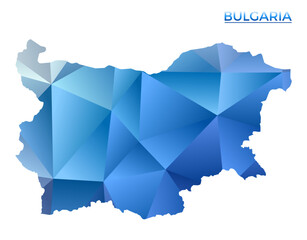 Vector polygonal Bulgaria map. Vibrant geometric country in low poly style. Amazing illustration for your infographics. Technology, internet, network concept.