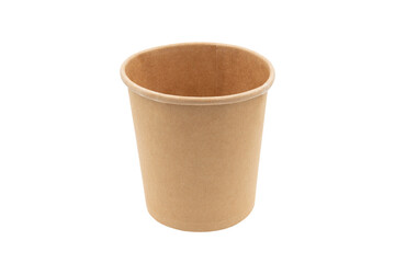 brown disposable paper bucket isolated on white background