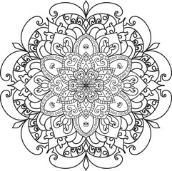 Mandala isolated on the white background.Doodle pattern.ornament design for coloring page
