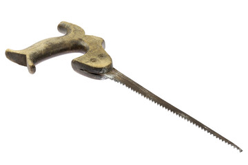 vintage keyhole saw isolated on white background