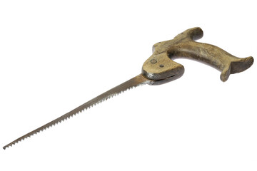 vintage keyhole saw isolated on white background