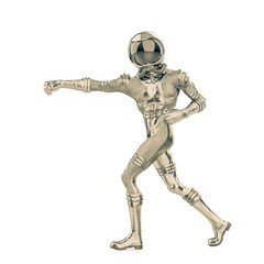 retro astronaut doing some karate move