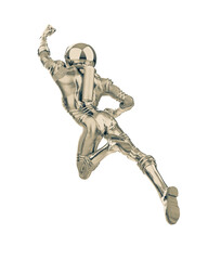 retro astronaut is flying away