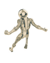 retro astronaut is landing top rear view