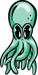 Octopus Squid Cartoon Mascot Logo Character in Vector