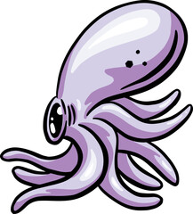 Octopus Squid Cartoon Mascot Logo Character in Vector