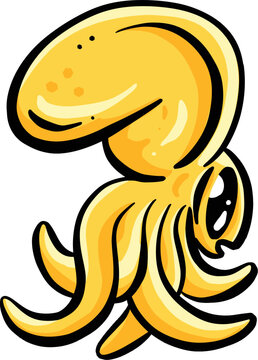 Octopus Squid Cartoon Mascot Logo Character in Vector