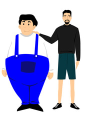 Vector illustration of two friends one skinny and the other fat. art, drawing, people.