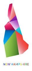 Bright colored New Hampshire shape. Multicolor geometric style us state logo. Modern trendy design. Artistic vector illustration.