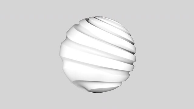 Abstract 3d organic sphere. Animation of bionic substance in 4K resolution. Sphere of white color on a light background