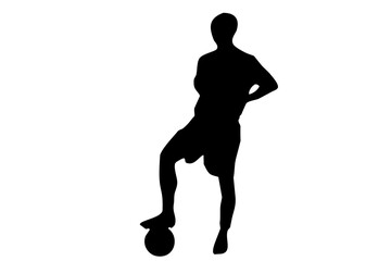 Black figure of a football player with a ball - 534061401