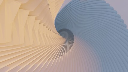 Futuristic architecture rotating spiral structure 3d render