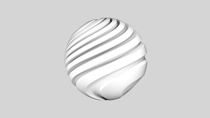 Abstract 3d organic sphere. Illustration of bionic substance in 4K. Sphere of white color on a light background