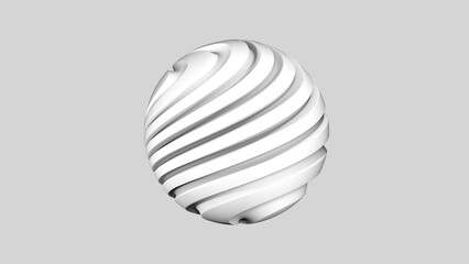 Abstract 3d organic sphere. Illustration of bionic substance in 4K. Sphere of white color on a light background