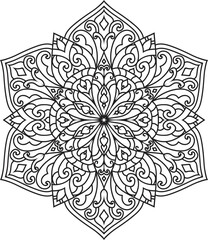 Black and white Mandala illustration Hand drawn outline Mandala