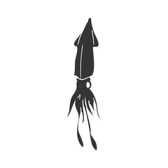 Squid Icon Silhouette Illustration. Water Animals Vector Graphic Pictogram Symbol Clip Art. Doodle Sketch Black Sign.