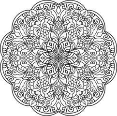 Mandala isolated on the white background.Doodle pattern.ornament design for coloring page