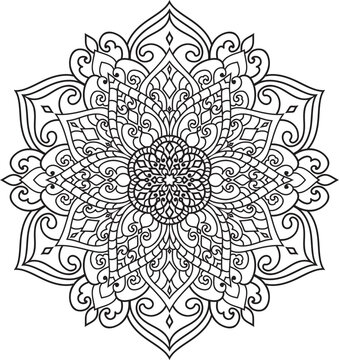 Mandala isolated on the white background.Doodle pattern.ornament design for coloring page