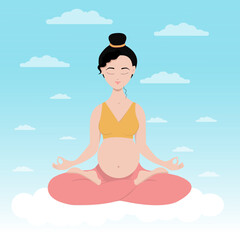 Fototapeta na wymiar Beautiful pregnant asian woman in meditation