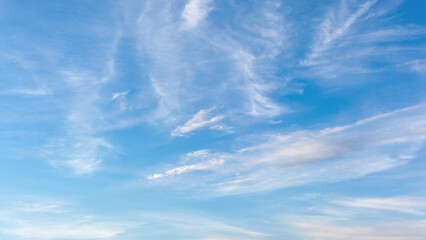 Summer blue sky cloud gradient light white background. Beauty clear cloudy in sunshine calm bright evening air background