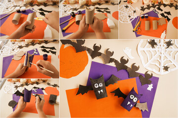 Decorations for Halloween party from toilet roll. Easy eco-friendly DIY master class, craft for...