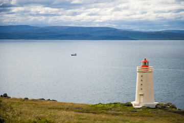 Skarðsviti is a small lighthouse in the north of Iceland. It is remote and rugged but easy to access.