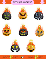 Crazy Pumpkin Emojis, Different, Cheerful, Disgusting, Scary, Sweet, Unique Halloween Pumpkins