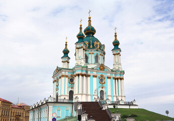 Fototapeta na wymiar Saint Andrew orthodox church in Kyiv, Ukraine 